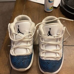 Kids White and Blue Air Jordans
